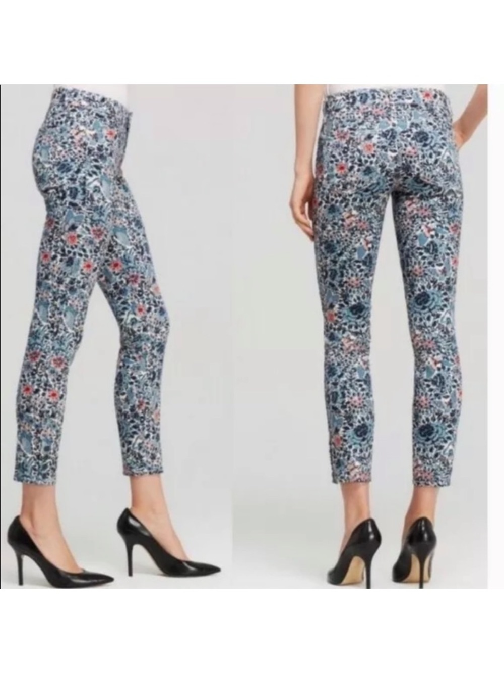 Tory Burch Emmy Floral Ankle Skinny Cropped Pants Jeans Size 28